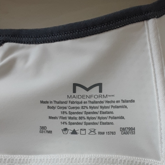 MAIDENFORM Wirefree White Gray Trim High Impact Sports Bra Sz 38D - NWOT - Picture 6 of 9
